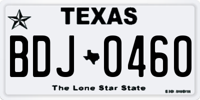 TX license plate BDJ0460
