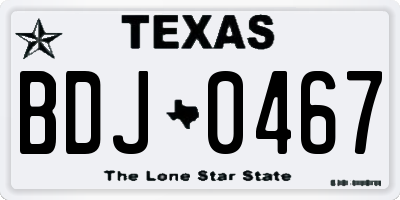 TX license plate BDJ0467