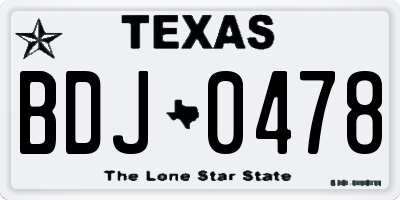 TX license plate BDJ0478
