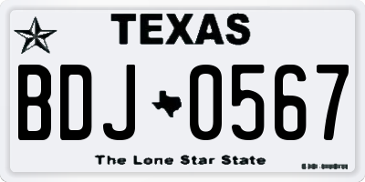 TX license plate BDJ0567