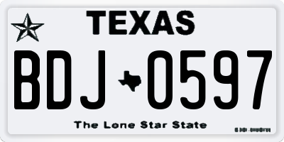 TX license plate BDJ0597