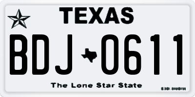 TX license plate BDJ0611