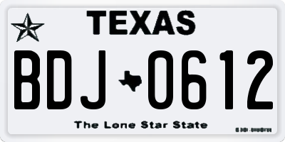 TX license plate BDJ0612