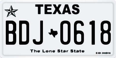 TX license plate BDJ0618