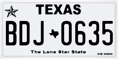 TX license plate BDJ0635