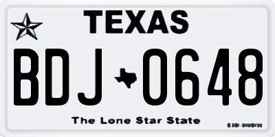 TX license plate BDJ0648