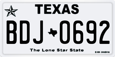TX license plate BDJ0692