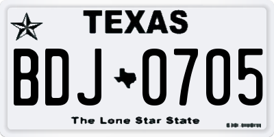 TX license plate BDJ0705