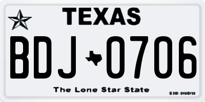 TX license plate BDJ0706