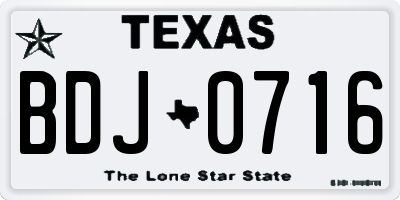 TX license plate BDJ0716