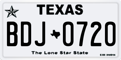 TX license plate BDJ0720