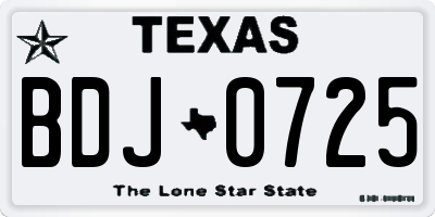 TX license plate BDJ0725