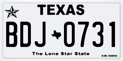 TX license plate BDJ0731