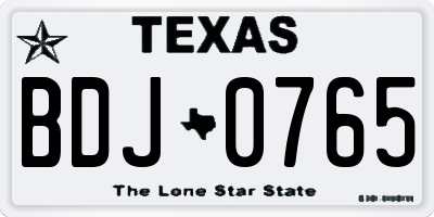 TX license plate BDJ0765