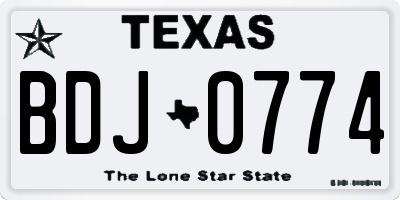 TX license plate BDJ0774