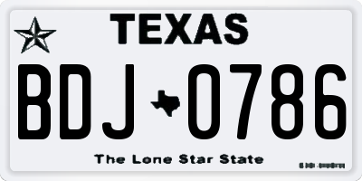 TX license plate BDJ0786