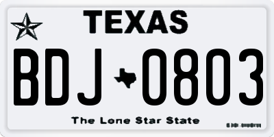 TX license plate BDJ0803