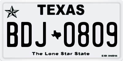 TX license plate BDJ0809