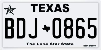 TX license plate BDJ0865