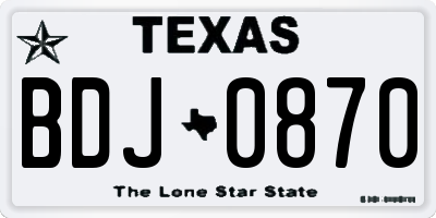 TX license plate BDJ0870