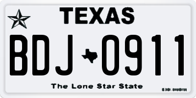 TX license plate BDJ0911