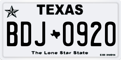 TX license plate BDJ0920