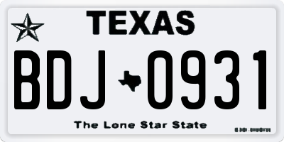 TX license plate BDJ0931