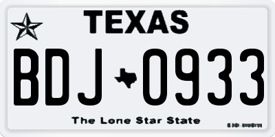TX license plate BDJ0933