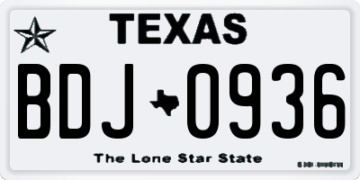 TX license plate BDJ0936