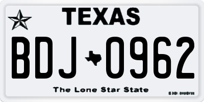 TX license plate BDJ0962