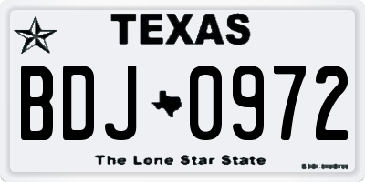 TX license plate BDJ0972