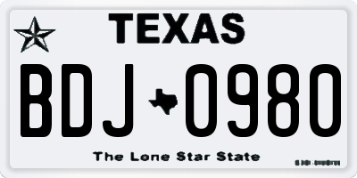 TX license plate BDJ0980