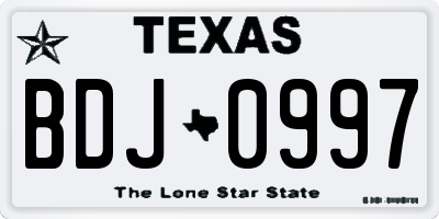 TX license plate BDJ0997