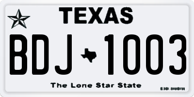TX license plate BDJ1003