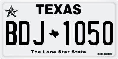 TX license plate BDJ1050