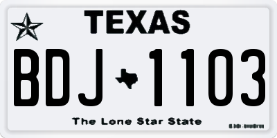 TX license plate BDJ1103