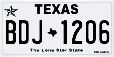 TX license plate BDJ1206