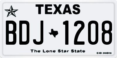 TX license plate BDJ1208