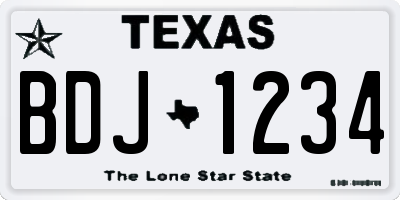 TX license plate BDJ1234