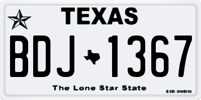 TX license plate BDJ1367