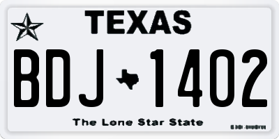 TX license plate BDJ1402