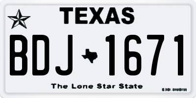 TX license plate BDJ1671
