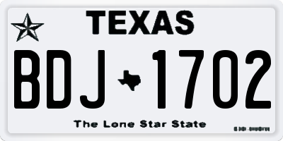 TX license plate BDJ1702