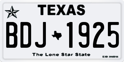 TX license plate BDJ1925