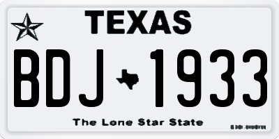 TX license plate BDJ1933