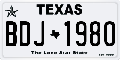TX license plate BDJ1980