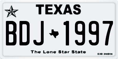TX license plate BDJ1997