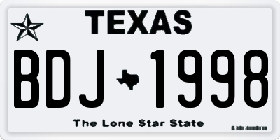 TX license plate BDJ1998