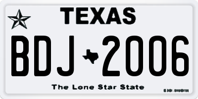 TX license plate BDJ2006