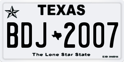 TX license plate BDJ2007
